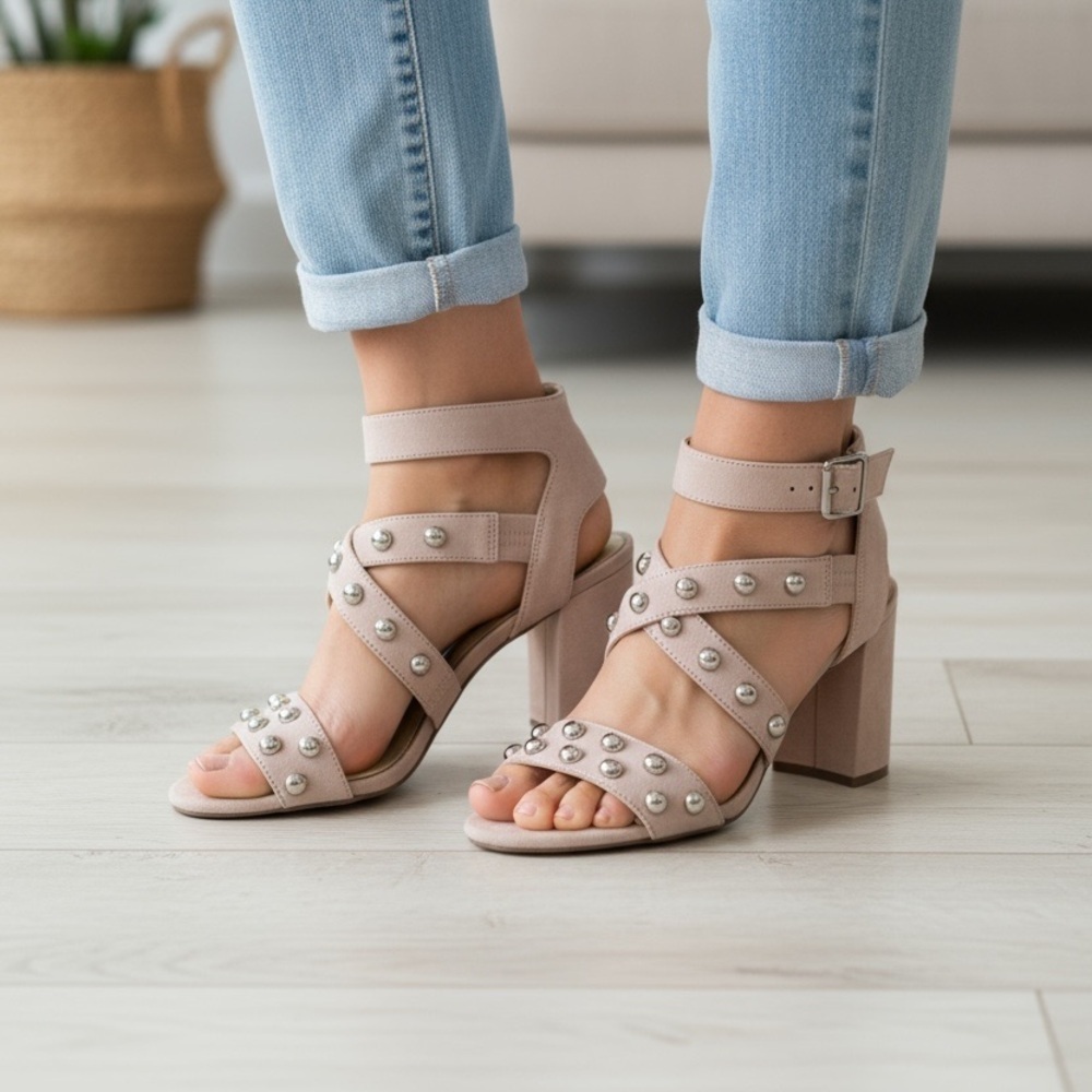 Circus by Sam Edelman Light Beige Studded Sandals Size 7.5M